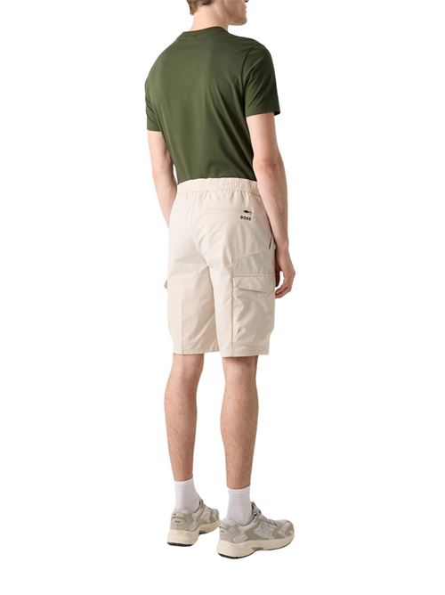 Pantaloncino cargo uomo beige in poliestere Boss Green | 50534318284